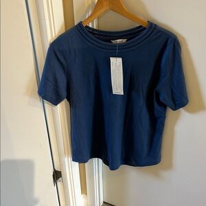 Koret Deep Navy Short Sleeve Tee with Braided Crew Neck